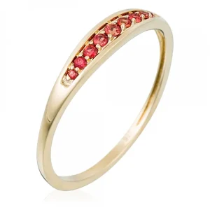 Prix Promo Bague Or Jaune 375/1000 "Almond" Saphir orange 0,12/9