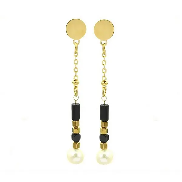 Prix Promo Boucles d'oreilles acier chirurgical inoxydable pierre naturelle agate