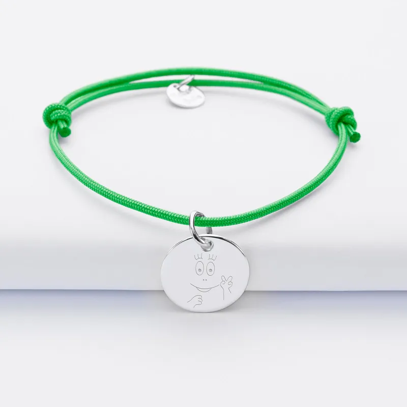 Produit De Marque Bracelet personnalisé médaille gravée argent dormeuse 15 mm - Happybulle x Barbapapa
