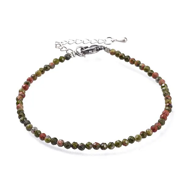 Commande En Gros Bracelet fin pierre naturelle unakite acier inoxydable