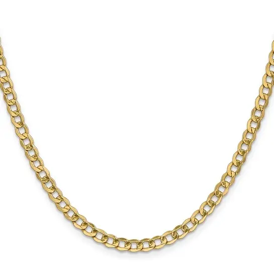 Bon Marché Chaine gourmette 4.0mm en or jaune 10k unisexe pour homme et femme 20 pouces