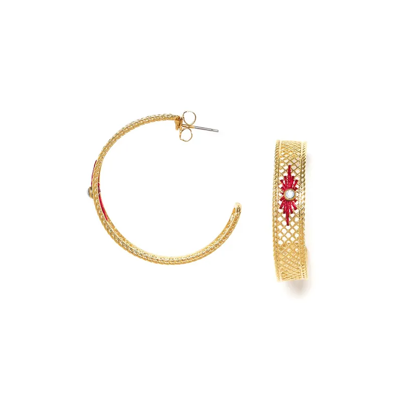 Usine Directe Boucles d'oreilles créoles ajoutées et tissées - Selena