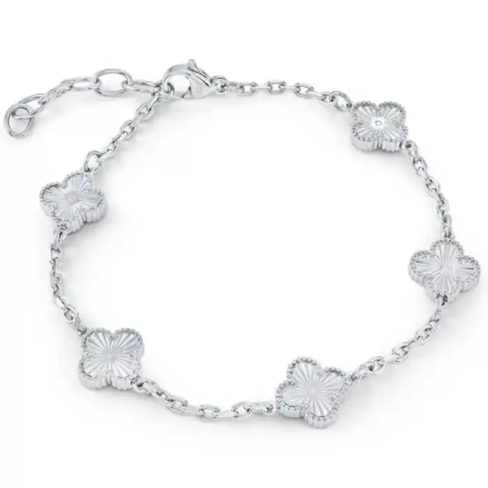 Commander Maintenant Bénédia – Bracelet trèfles porte-bonheur en acier inoxydable pour femme