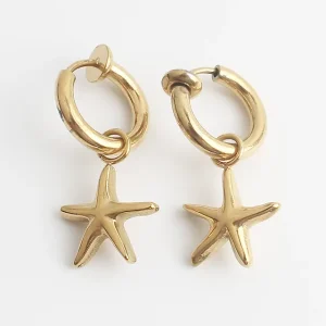 Étoile de mer - Boucles d'oreilles - Clips - Acier inoxydable Dernière Chance