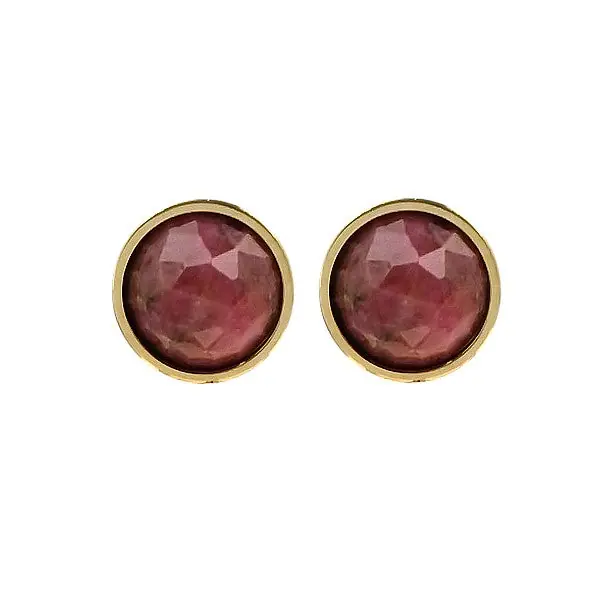 Boucles d'oreilles puces acier pierre naturelle agate rouge Prix Bas