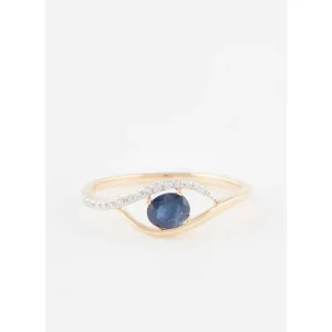 Prix Cassé Bague Or Jaune 375/1000 "Magie Saphirique"Diamant 0,06/15 & Saphir 0,45/1