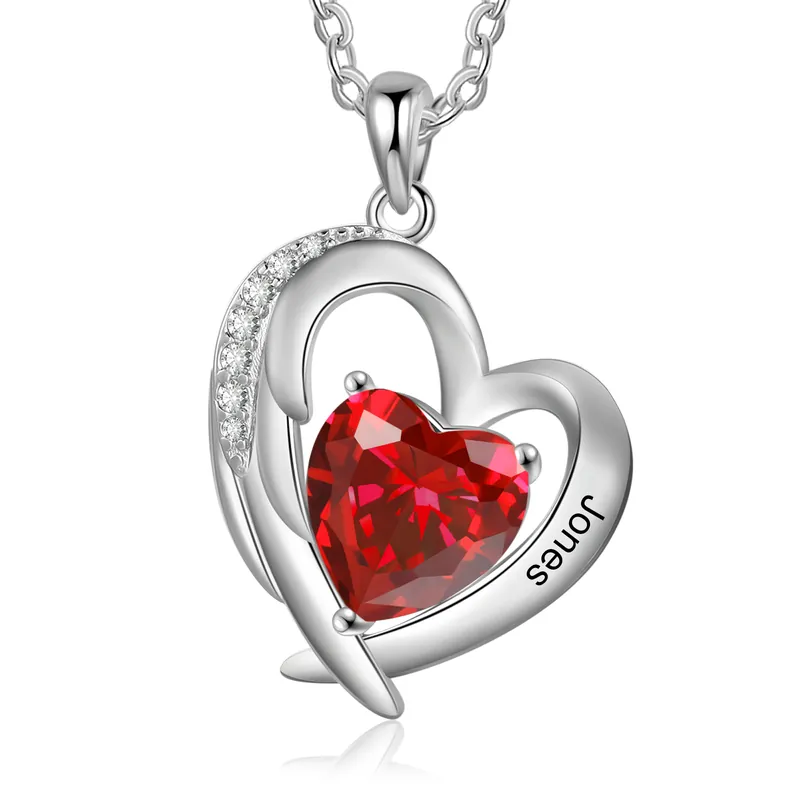 Exclusif Collier Coeur 1 Prénom Personnalisé avec 1 Pierre de Naissance|Jessemade