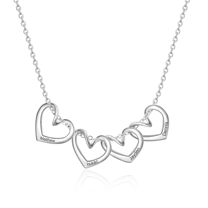 Collier Coeur pendentif 4 Prénom Personnalisé|Jessemade Prix Réduit