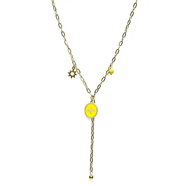 Offre Spéciale Collier pour femme acier 316 inoxydable pierre moutarde