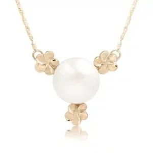 Top Vente Collier mabé trio de fleurs adorable en or jaune 10k pour dame
