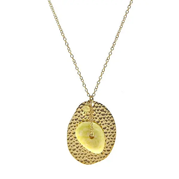 Collier pour femme acier 316 inoxydable pierre avec chaîne pierre moutarde Commander Maintenant