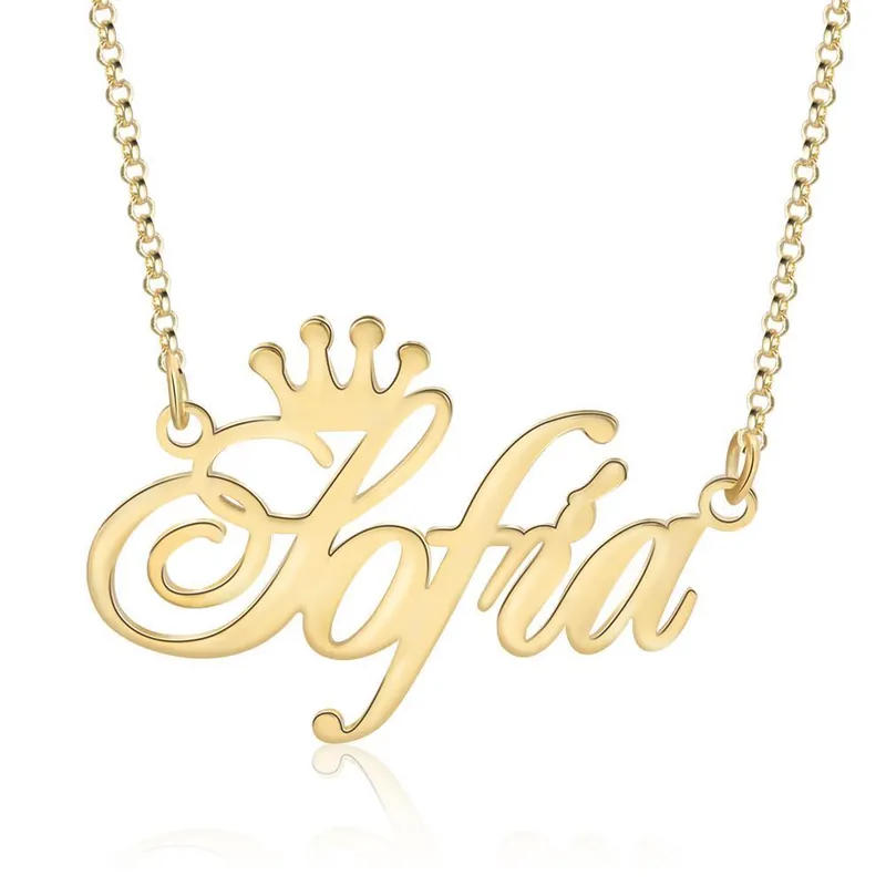 Collier Prénom Or Personnalisé Avec Couronne en Argent 925/Cuivre|Jessemade Nouvelle Collection