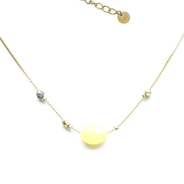 Collier pour femme acier 316 breloque pompon étoile pierre naturelle pierre moutarde Marque