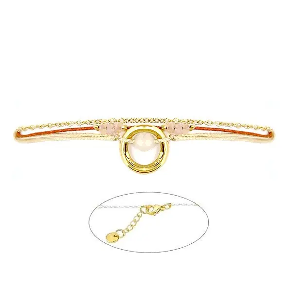 Super Prix Bracelet pour femme acier 316 et gemme sur fil nylon bordeaux et beige