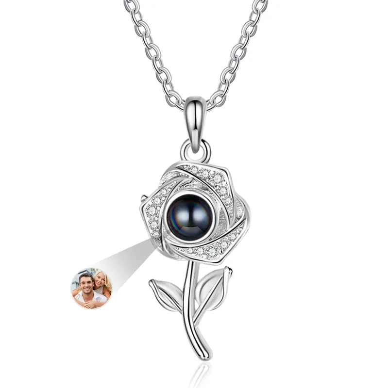 Commander Vite Collier Rose Projection de Pierres 1 Photo Personnalisée Collier Personnalisé Femme | Jessemade