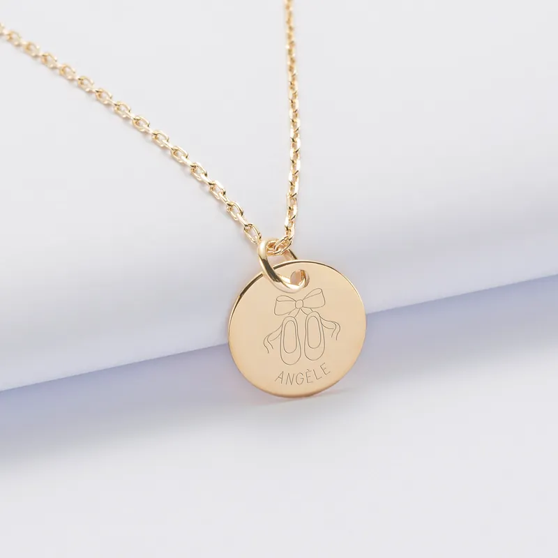 Produit De Marque Pendentif enfant personnalisé médaille gravée plaqué or 15 mm -Edition spéciale KIDS