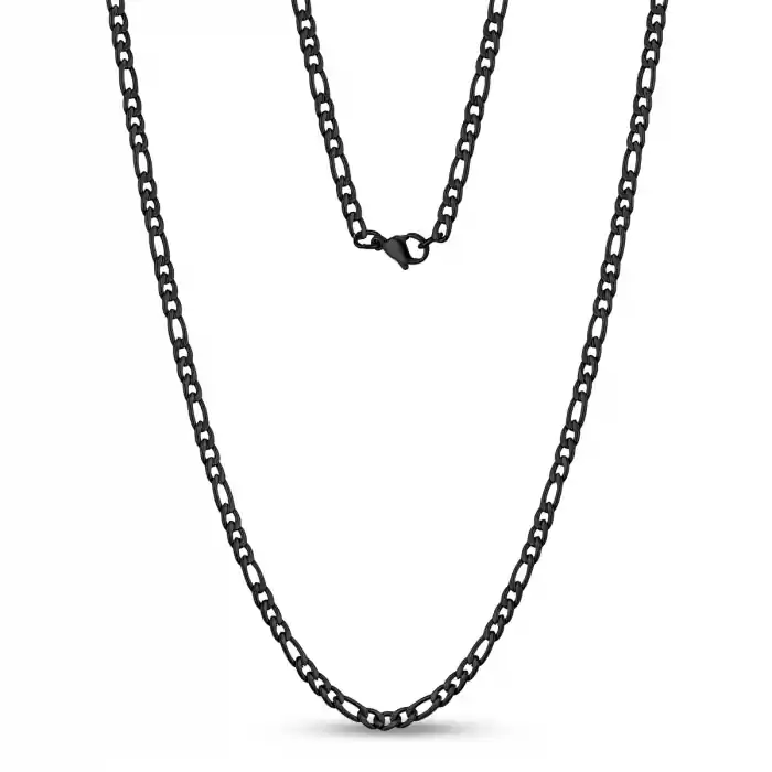 Chaine ARZ Steel Maille Figaro 3.5mm en acier inoxydable noir Offre Du Jour
