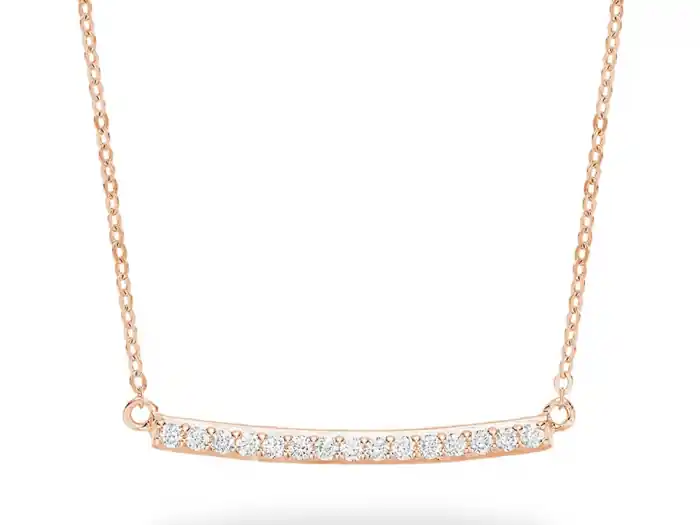 Collier à diamants barre longue courbe en or rose 14k pour femme Livraison Mondiale