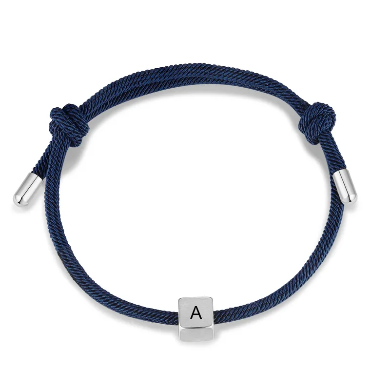 Paiement Sécurisé Bracelet Initiale 1 Lettre Personnalisée Noir pour Couple|Jessemade
