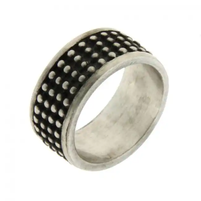Bague large en Argent patiné mini boules | BAGUE HOMME ARGENT MASSIF Premium