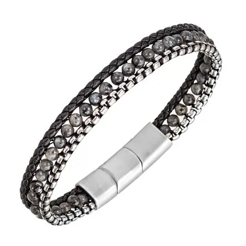 Retour Gratuit BRACELET ACIER , CUIR, PIERREALL BLACKS
