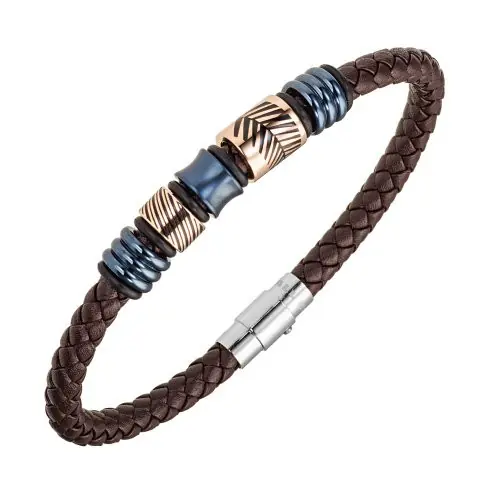 Premium BRACELET ACIER CUIR MIX ALL BLACKS