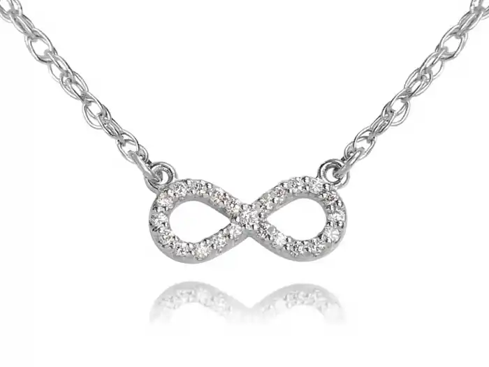 En Vogue Collier mini infini à diamants sur torsade fine en or blanc 10-14k pour femme