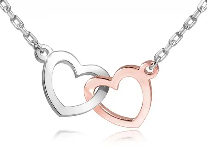 Super Prix Collier Yanna 10k or blanc coeurs entrelacés 2 tons blanc et rose pour dame