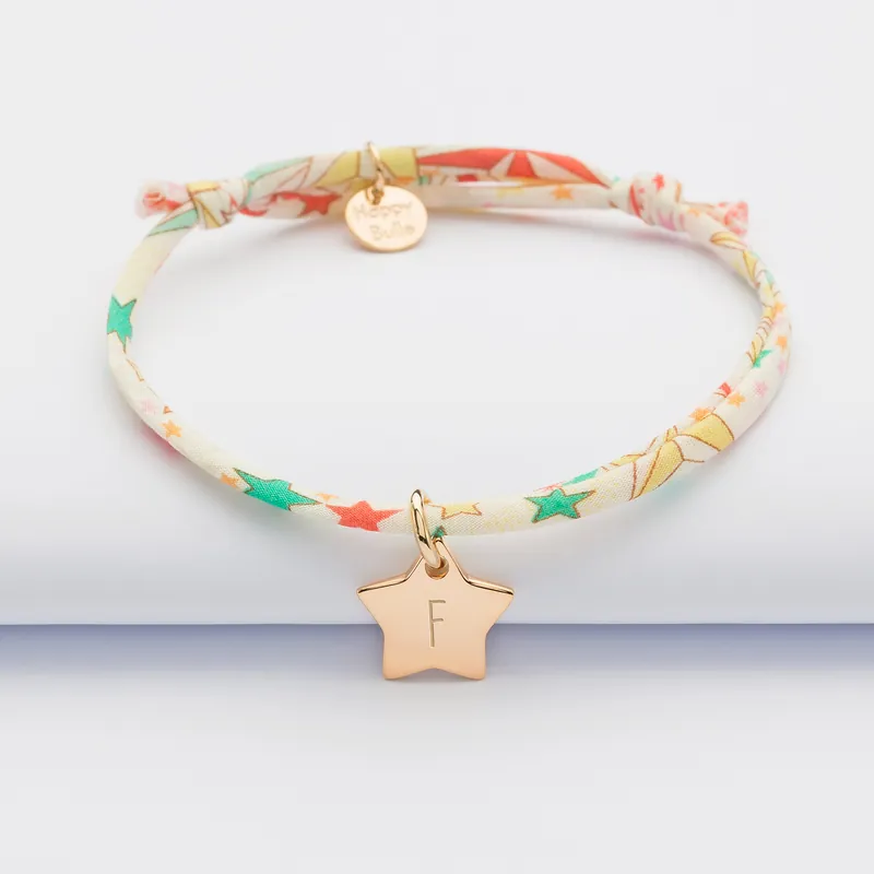Achetez Aujourd’hui Bracelet enfant personnalisé Liberty médaille gravée initiale plaqué or étoile 12 mm