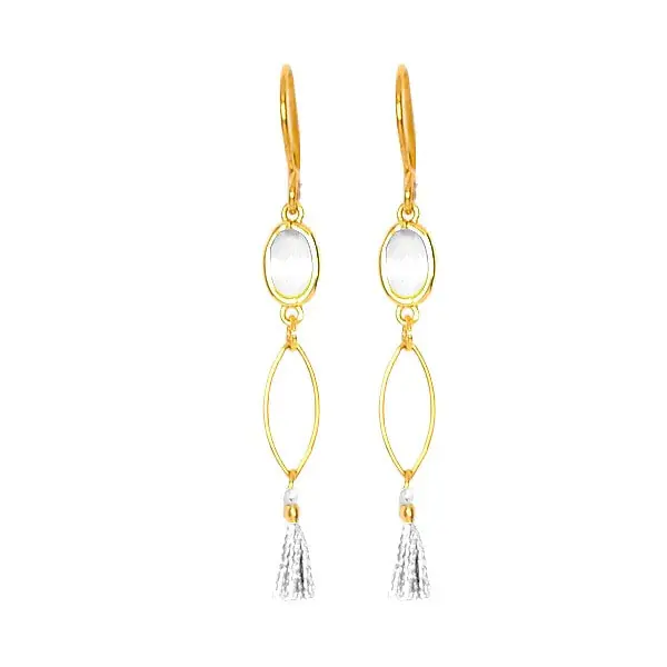 Meilleure Vente Boucles d'oreilles pour femme pierre naturelle pompon et gemme blanc
