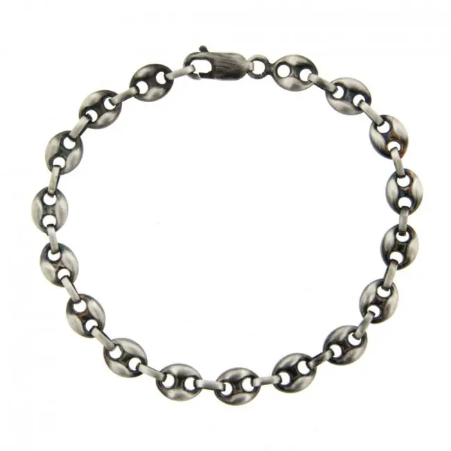 Expédition Rapide Bracelet GRAIN DE CAFE Argent patiné 7mm | BIJOUX HOMME