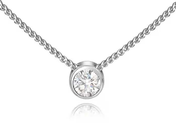 Collier Donna diamant de .19ct serti clos en or blanc 10k pour femme Livraison Express