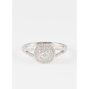 Prix Cassé Bague Or Blanc 375/1000 Diamant 0,30/78