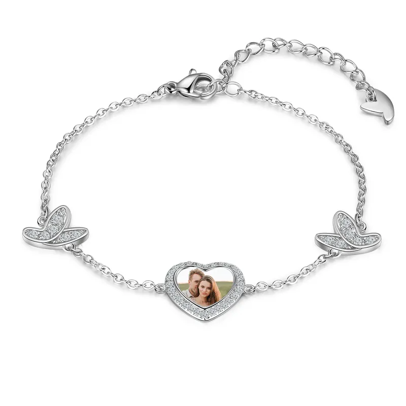 Bracelet Photo avec Cœur Breloque Promotion Saisonnière