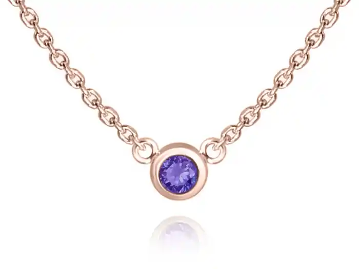 Collier Signora pierre de naissance améthyste véritable serti clos en or rose 10k pour femme Usine Directe