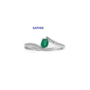 Produit De Marque Bague Or Blanc 375/1000 "Beau Saphir" Diamant 0,09/18