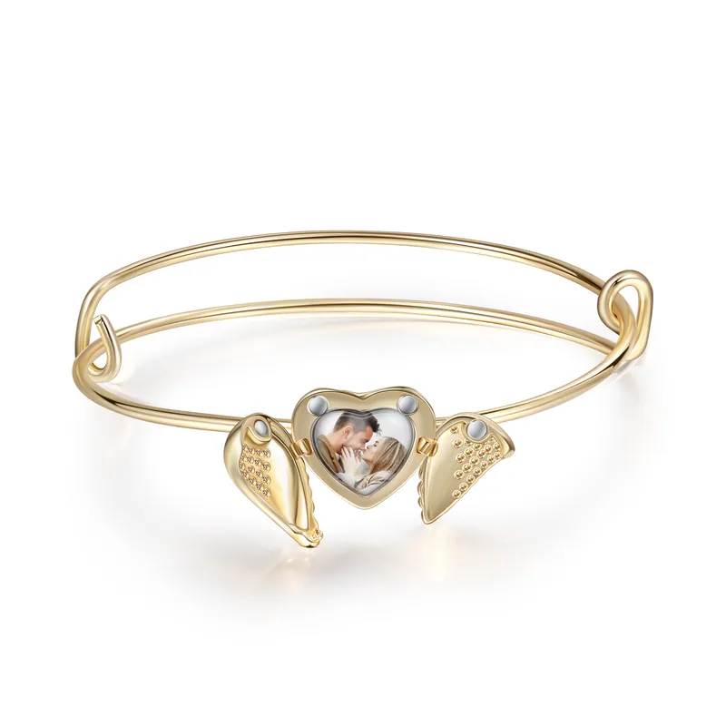 Nouveauté Bracelet Photo Personnalisée avec Cœur Breloque