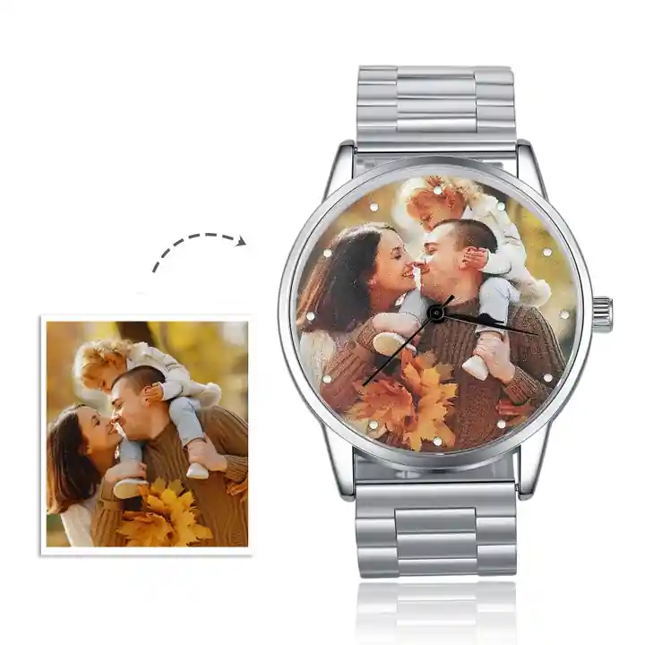 Montre Personnalisée Photo avec Gravure du prénom ou Message Bracelet Populaire