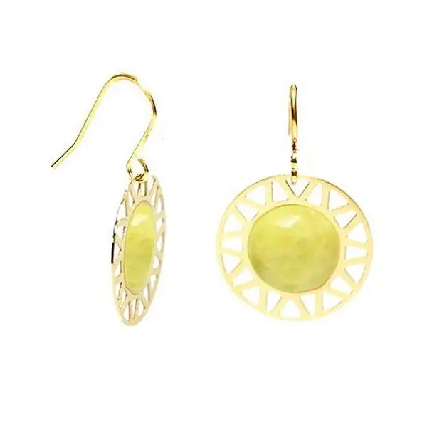 Premium Boucles d'oreilles pour femme rosace acier pierre moutarde