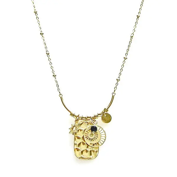 Collier pour femme acier étoile breloques pierre naturelle Agate En Vogue