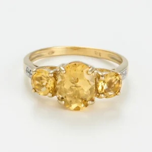Réduction BagueOr Jaune 375/1000 Diamant 0,03/6 Citrine 2,53/3