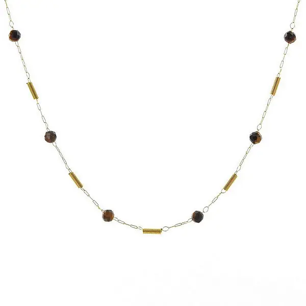 Collier pour femme pierre naturelle acier breloques Oeil de tigre Réduction