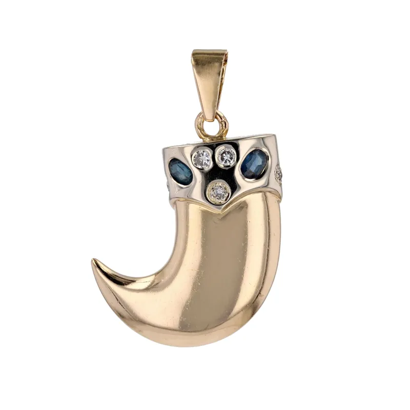 Achat Immédiat Pendentif or jaune griffe saphirs et diamants