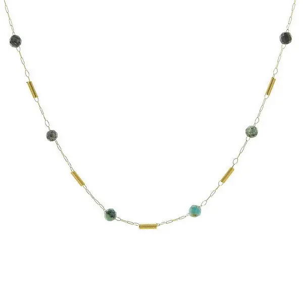 Seulement Aujourd’hui Collier pour femme pierre naturelle acier breloques Turquoise d'Afrique