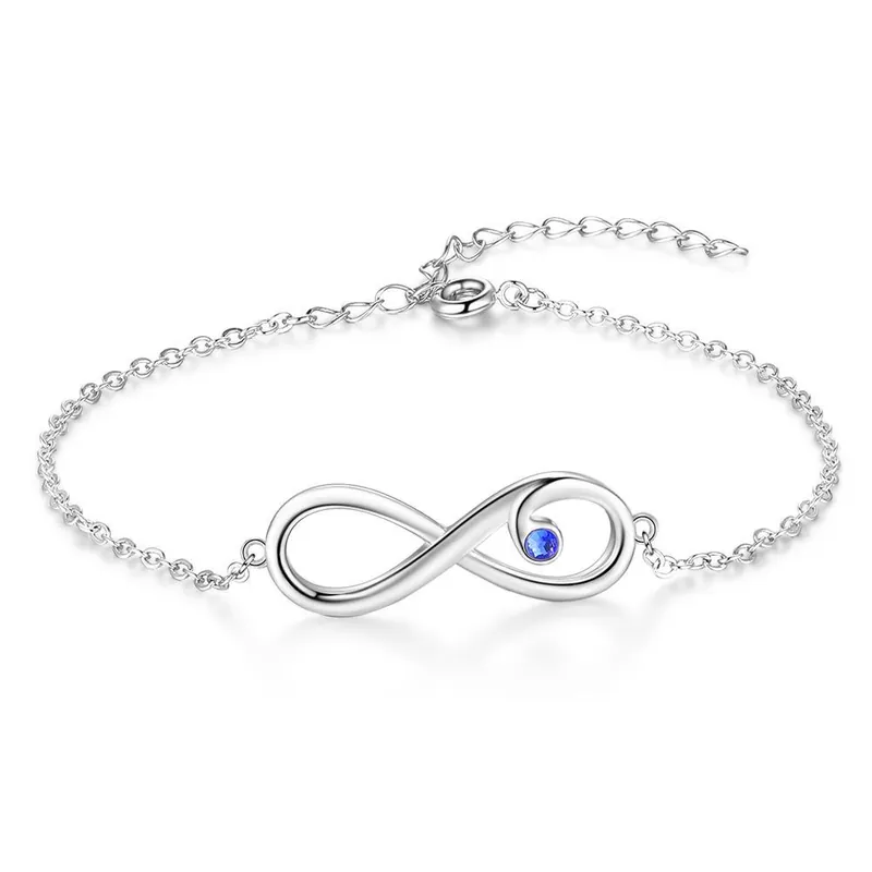 Bracelet à Breloque Infin Prénom Personnalisé avec Pierre de Naissance Vente Directe