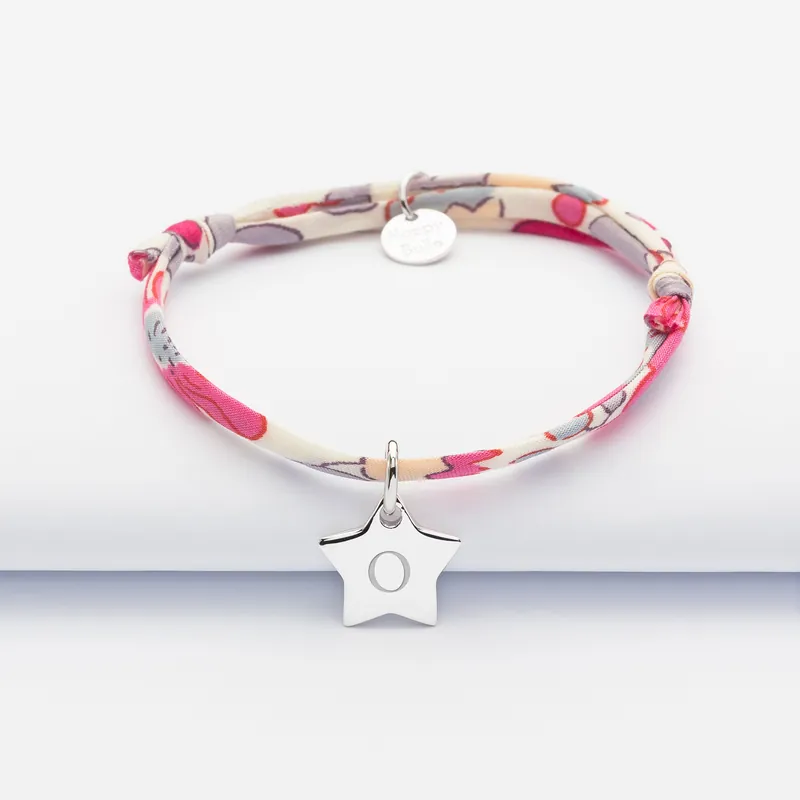 Vente Flash Bracelet enfant personnalisé Liberty médaille gravée initiale argent étoile 12 mm