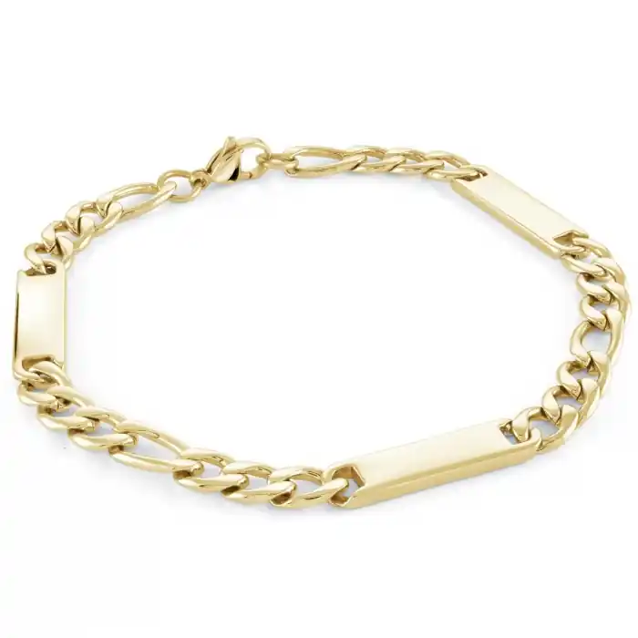 Achetez Aujourd’hui Bracelet Héritage identité familial figaro 6mm personnalisable en acier inoxydable pour homme 1,2 ou 3 plaques doré ou anthracite