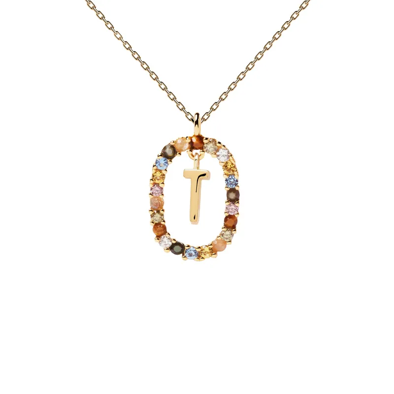 Vente Directe PDPAOLA Collier en argent plaqué or - Lettre T - CO01-279-U