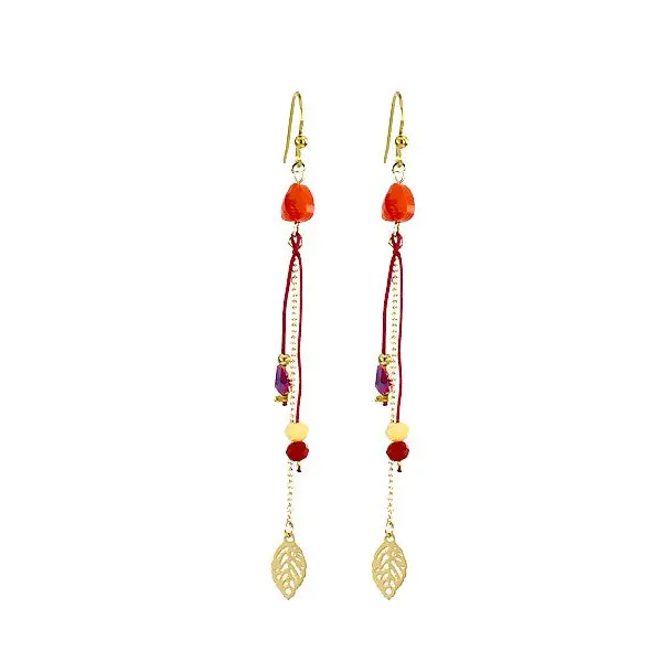 En Vogue Boucles d'oreilles pour femme pendante acier et gemme rouge