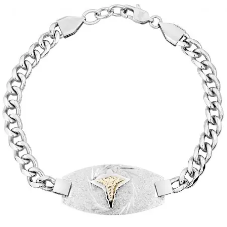 Usine Directe Bracelet médical plaque coupe à diamant sur maille gourmette en acier inoxydable et 18k pour homme